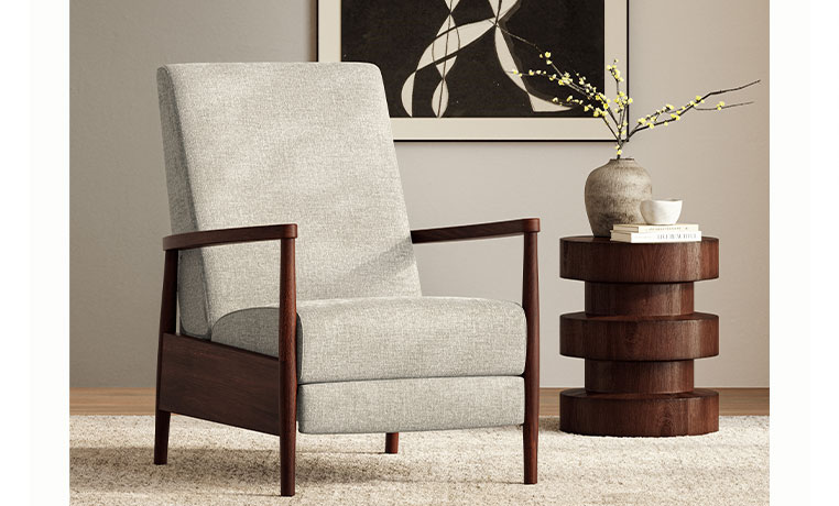 Cornell mid century modern recliner chair from Vogel in mid century modern living room