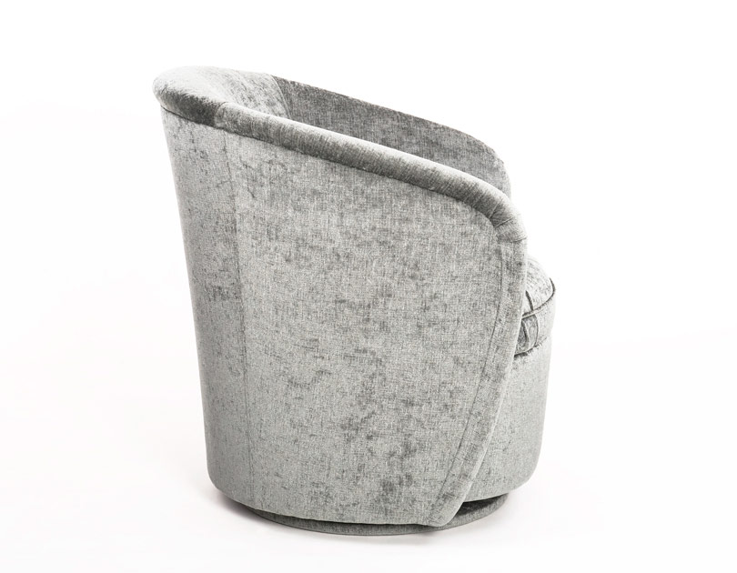 grey velvet swivel tub chair