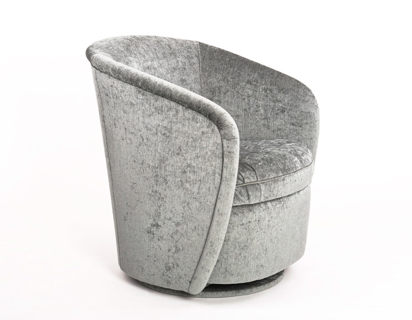 custom swivel tub chair in grey velvet