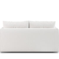 modern white channel tufted loveseat back view