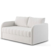 modern white channel tufted loveseat 3/4 turn view