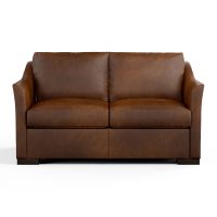 brown leather contemporary loveseat