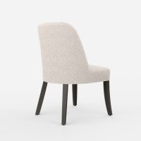 back view of whit dining chair with curved back
