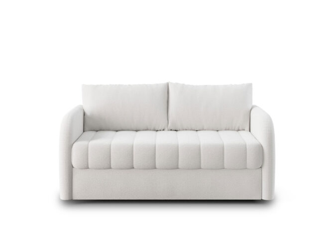 modern white channel tufted loveseat front view