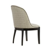 Vogel by Chervin's 11200 transitional dining room chair features a beige Crypton fabric, metal nail head trim, and espresso wood finish