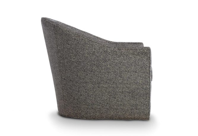 side view of a charcoal contemporary Toronto made swivel chair