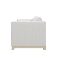 side view of modern sofa with wood base