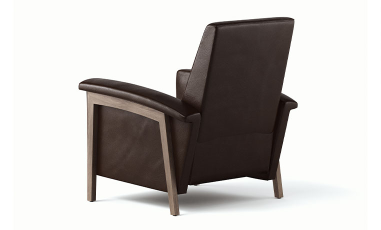 Stanford Scandinavian push-back recliner with wood accent legs from Vogel from the back