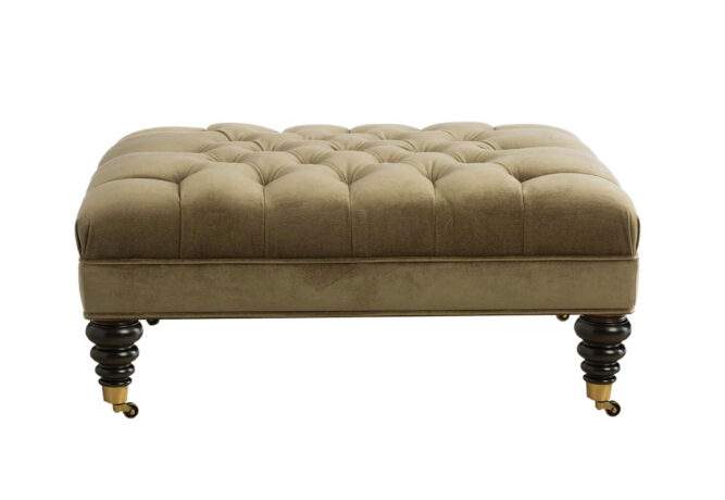 12168 tufted ottoman with 4 different leg options in a green fabric