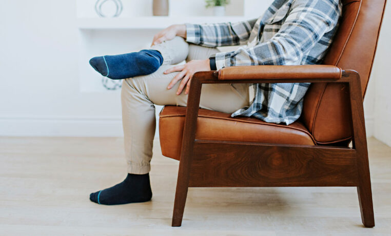 detail shot of a man relaxing in a custom recliner