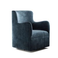 navy swivle chair with curved arms