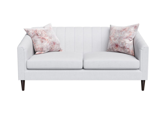 tufted madison loveseat with pink pillows