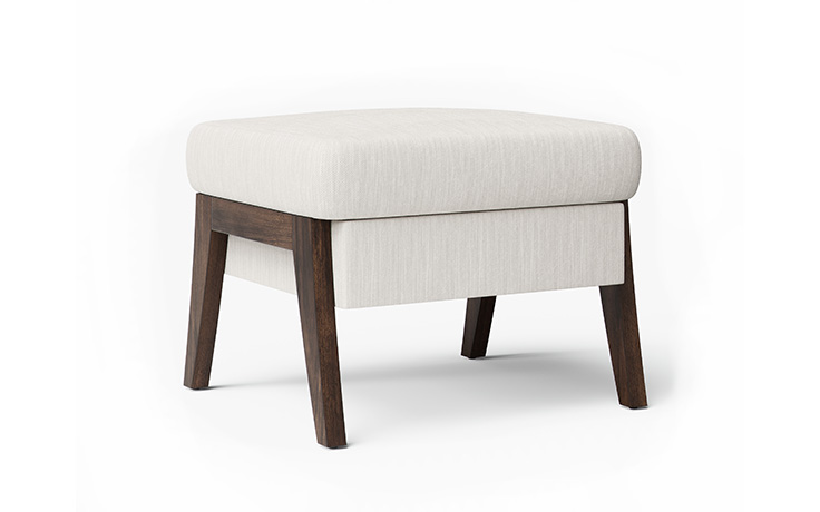 Alesund Mid-Century Modern Ottoman with tapered wooden legs