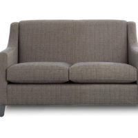 traditional cu stom aeriel loveseat in a grey fabric
