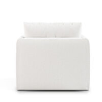modern white channel tufted chair back view