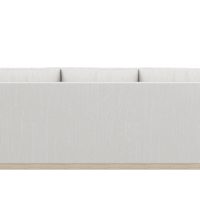 modern whtie sofa with wood base back view