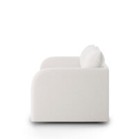 modern white channel tufted loveseat side view