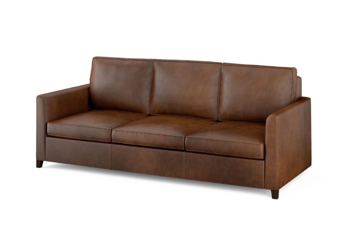 Brown leather sofa angle