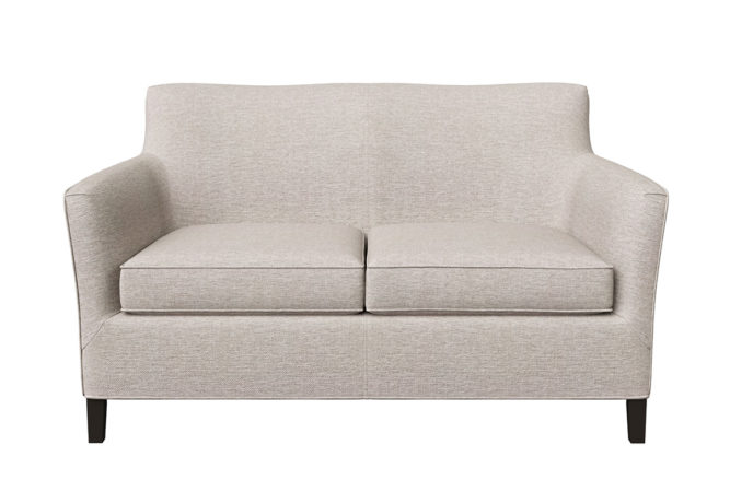front view of clarissa loveseat with curved back