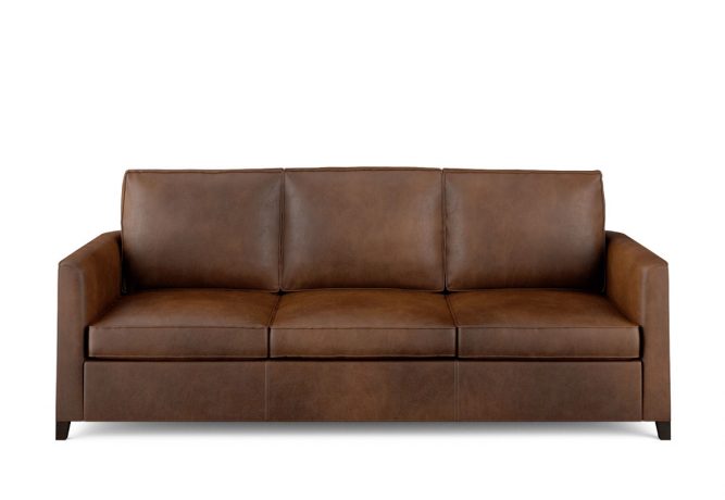 Condo sized sofa in brown leather