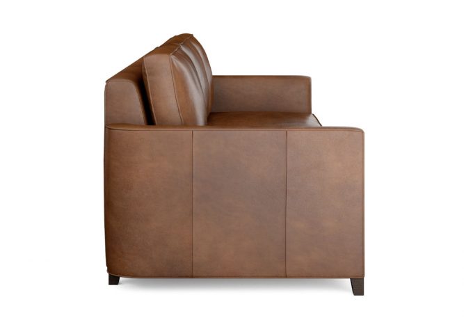 Brown leather sofa side