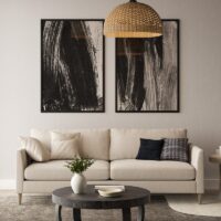 Tribeca mid century modern condo sofa in living room