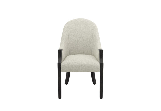 traditional dining chair with exposed wood frame