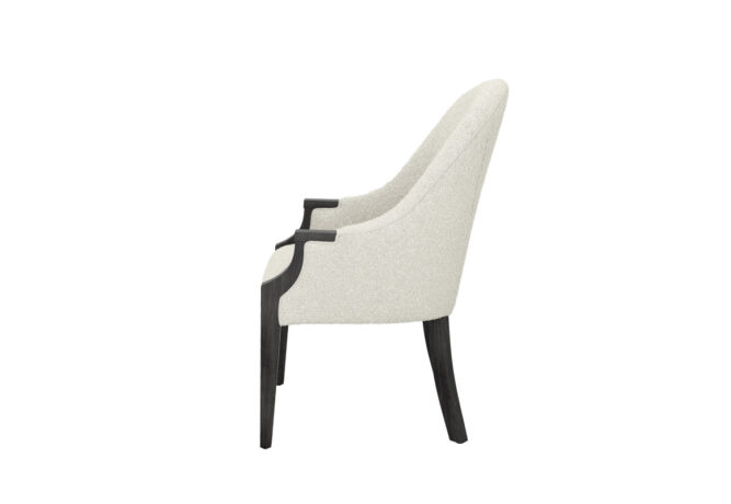 side view of elegant dining chair with solid wood frame