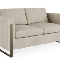 custom beige loveseat with gold metal legs