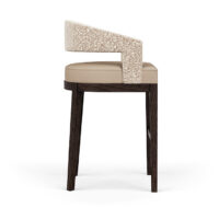 Side view of the Zayn curved bar stool made in Toronto.
