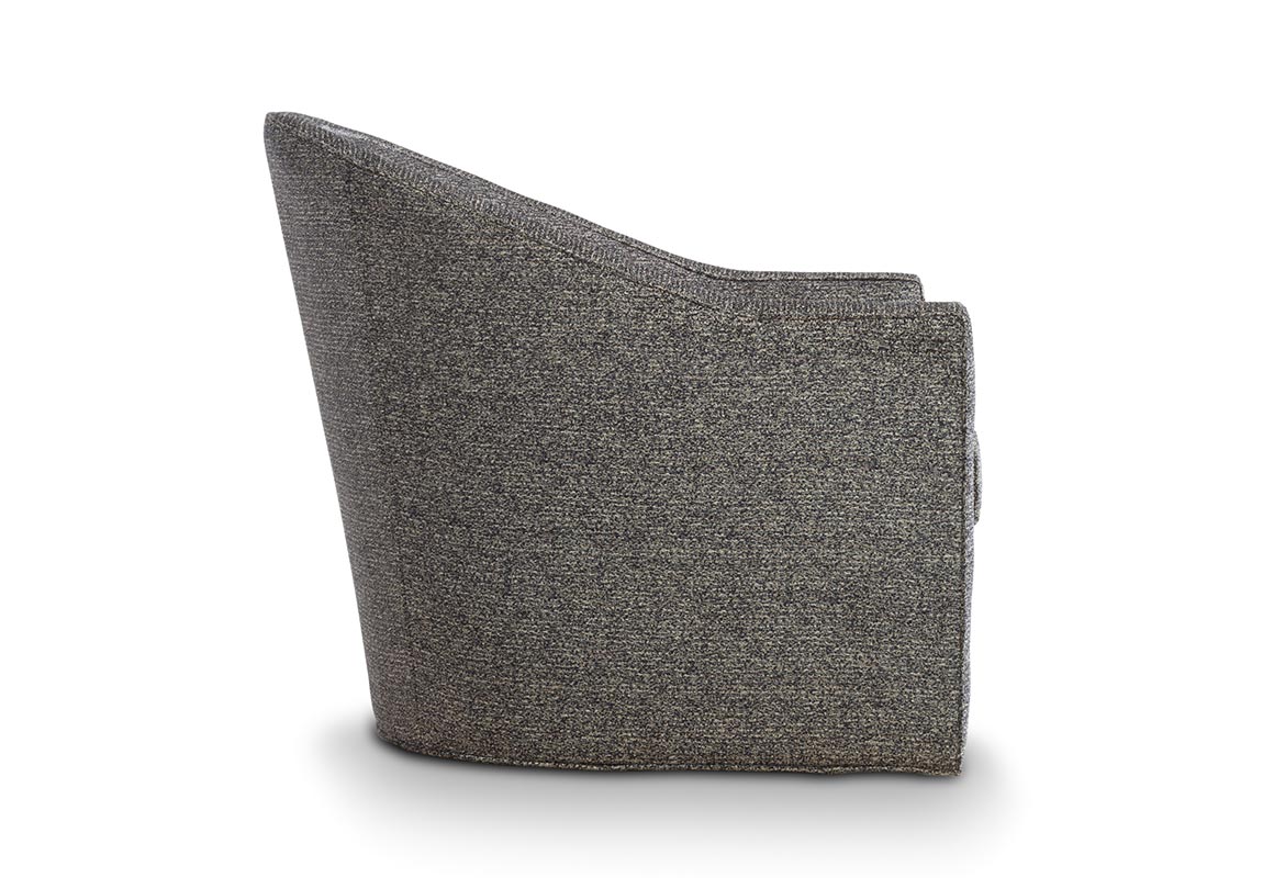 side view of a charcoal contemporary Toronto made swivel chair