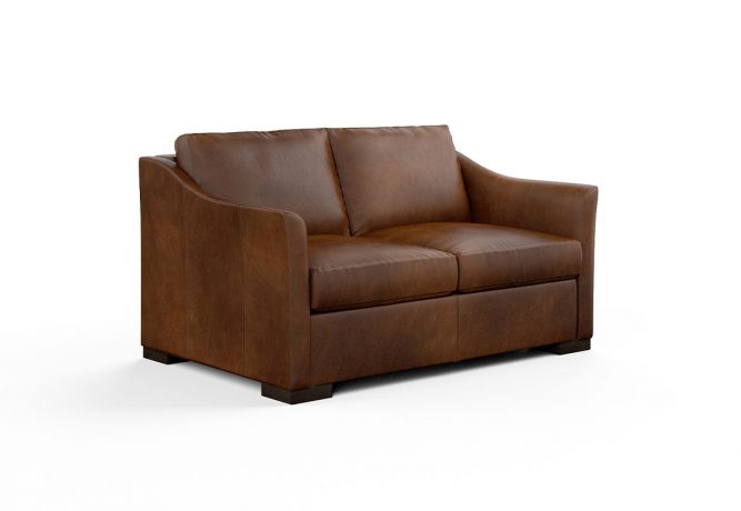 contemporary loveseat in brown leather