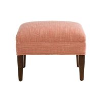 classic Stirling Ottoman by Vogel with red fabric and brown wood finish