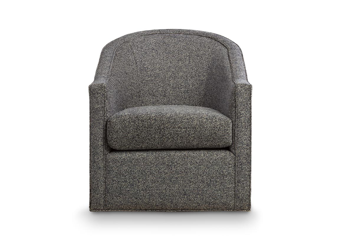 front facing view of a contemporary Vogel Canadian-made Pierre swivel chair