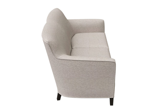 side view of clarissa curved loveseat
