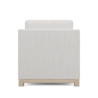 back view of white modern chair with oak wood base