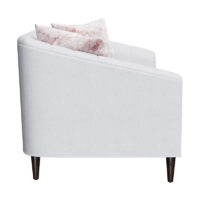 side view of tufted custom loveseat