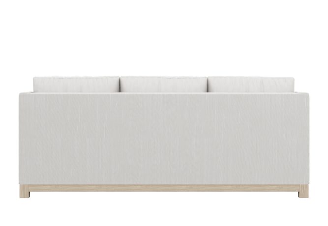 modern whtie sofa with wood base back view