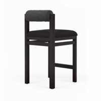 Back angle view of the Marlowe Upholstered Bolster Cushion bar Stool .