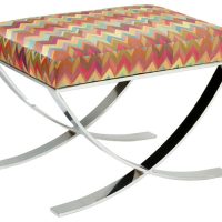 Side view of patterned fabric on the Kyoto Modern Bench