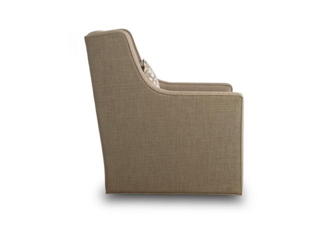 side view of designer custom chair with back pillow