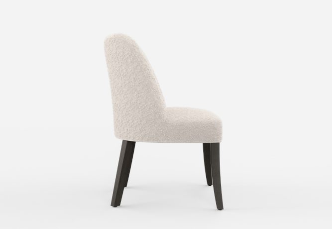 side view of curved back dining chair