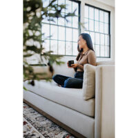 a detailed arm shot of a custom canadian made sofa