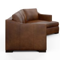 side view of modern brown leather sectional