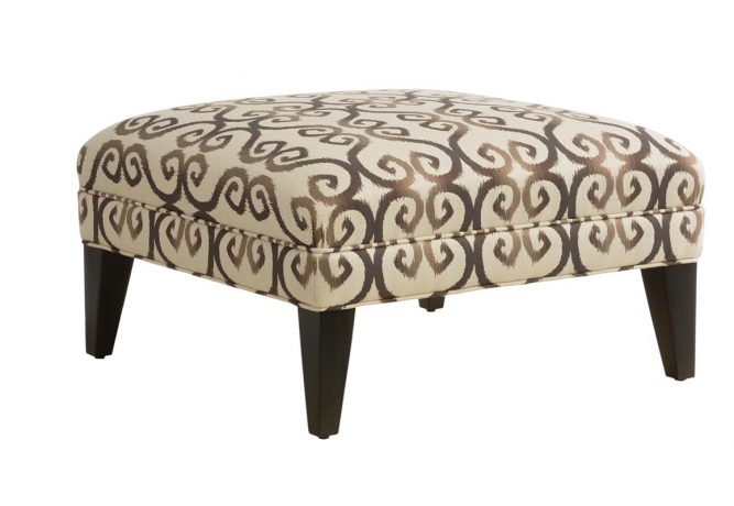 custom square ottoman with wooden legs
