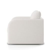 modern white channel tufted chair side view