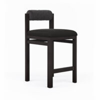 Angled view of the black marlowe bar stool by Vogel.