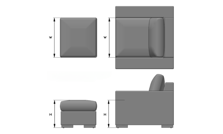 Chair Ottoman Dimensions Diagram