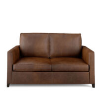 traditional petite loveseat in brown leather