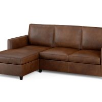 Brown leather sectional with chaise